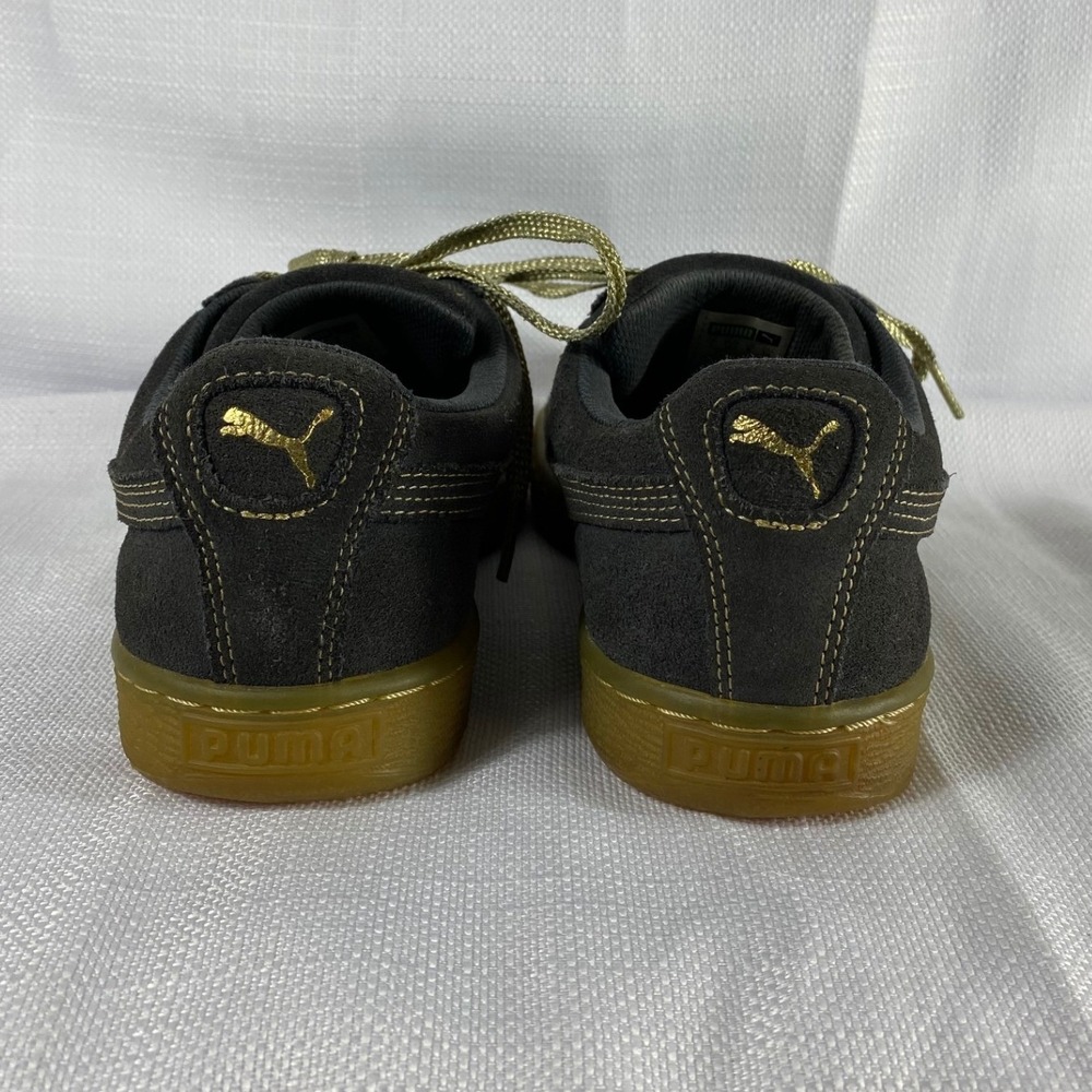 Puma Suede Platform Gold Charcoal Gray Gum Sole Sneakers Men's 8 Women's 9.5 - Picture 4 of 8